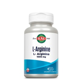 KAL L Arginina 1000 mg Potente Suplemento de Aminoácidos Esenciales - Soporte Diario Para Todo el Cuerpo Vitaminas Para Hombres y Mujeres - Liberación Sostenida, Forma Libre L-Arginina - 60 Tabletas