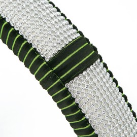 GZE Elegant Bling Steering Wheel Cover for Women Ladies with Soft Plush Anti-Slip Breathable Universal 15 Inch Car Handle Wheel Cover (Green)