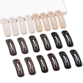 Cptots 20 PCS Small Rectangle Hair Barrettes For Women Non Slips Snap Clips For Thin Fine Hair,Matte Black Brown Beige,1.97 x 0.55Inch