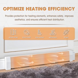 SDSNTE 4ft Steel Easy Slip-On Baseboard Heater Cover with End Caps for Bathroom & Hydronic System for Replacing Old Cover, White, 2 Packs: two 2 feet