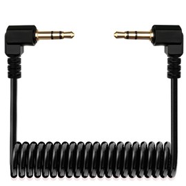 TRS Cable, 3.5mm to TRS Adapter Microphone Patch Cable, 1/8 Aux Cord Audio Converter, Cameras Coiled Live Streaming Mic Cord (Black)
