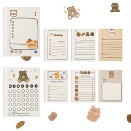 DBALL Pack of 8 Sticky Notes To Do Lists Pad 7 x 10 cm Notepad 8 Small Bear Motifs Sticky Notes for Shopping List Office Home School Session Reminder Aid (400 Sheets)