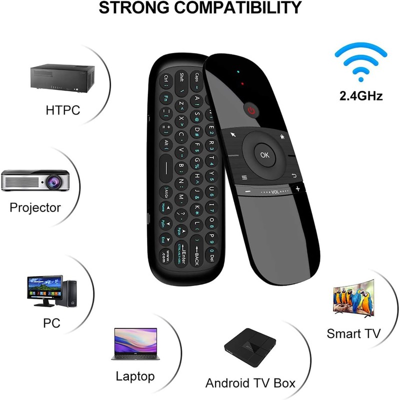 Upgrade WeChip W1 Air Mouse Romote Control with Keyboard，IR/RF TV
