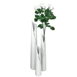 GlasArt Flower Vase Pure White Slim White Simple Elegant 30-50 cm High Living Room Windowsill Ceramic (30 x 6 cm)