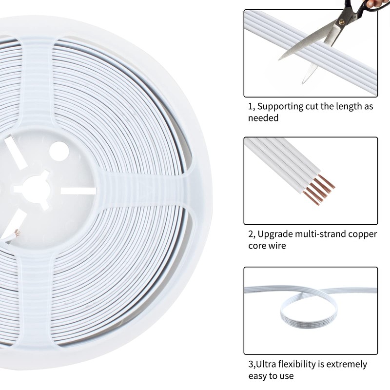 RGBZONE 32.8ft 5 Pin RGBW Extension Cable Wire and 5