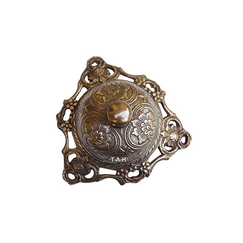 Antique Ornate Solid Brass Hotel Counter Bell Service Desk Bell