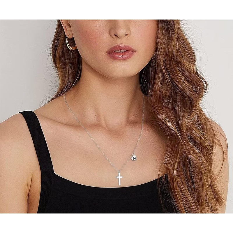 Tiny Cross Necklace for Little Kids Girls Heart Initial Necklace