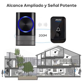 Timbre Inalámbrico Impermeable para Puerta,1 Transmisor y 2 Receptor,52 Melodías,4 Niveles de Volumen,200m de Alcance LED Indicador,Kit de timbre inalámbrico,para Casa,Oficinas, Hoteles