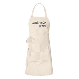 Huuraa Apron Dentist with Heart Gift Cotton Dentist Gift Idea, natural, One size fits all