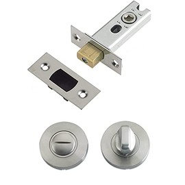 IRONZONE® Bathroom Toilet Door Mortice Tubular Deadbolt 64mm with Turn and Release Satin Stainless Steel, for Internal use on a Bathroom Door, Added Protection and Privacy