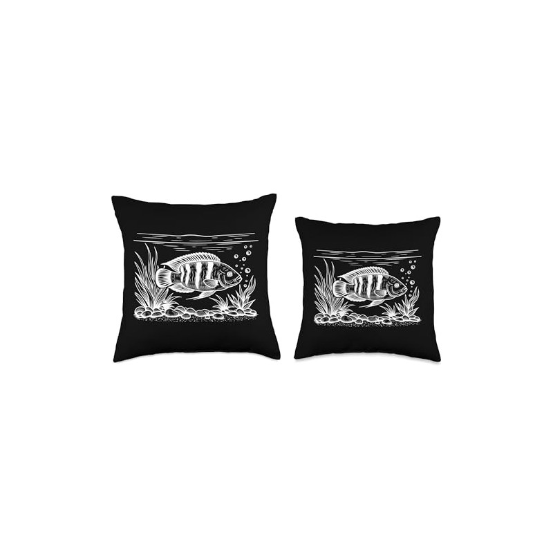Line Art Fish & Ichthyologist African Cichlid Throw Pillow