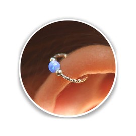 Cartilage Earring Hoop - 20G Sterling Silver helix piercing ear ring - Light Blue opal cartilage earring, silver cartilage hoop