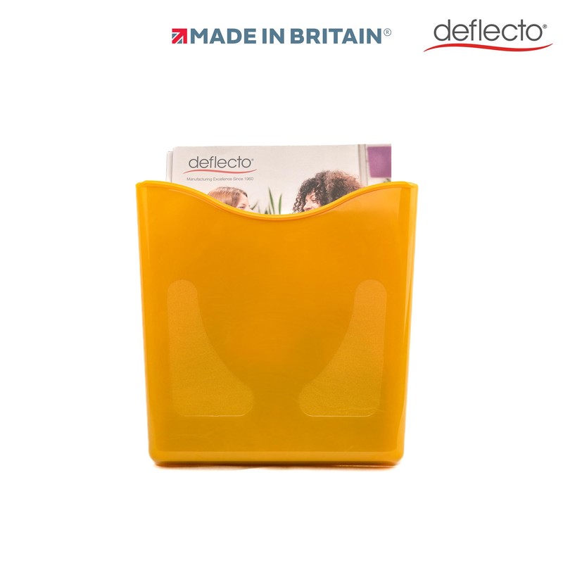 Deflecto Yellow Portrait A4 Wall Mounted Document Holder with Antimicrobial
