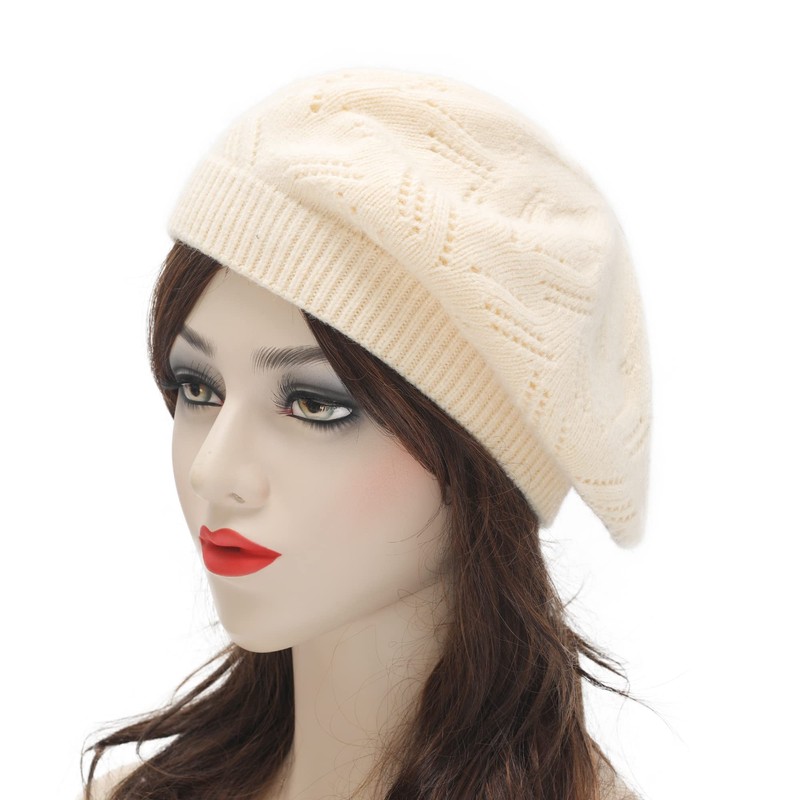 ZLYC French Beret Hat Reversible Solid Color Cashmere Warm Hat