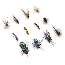 Trout Fly Fishing Flies Collection Realistic Flies Dry Wet Nymph Streamers Fly Assortment Fly Box Flyfishing Flys Lures Kits (Classic&Realistic Fly Selection 18Pcs)
