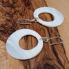 THEPRETTYBITS White Mother Of Pearl Hoop Earrings, Long Dangle Drop,