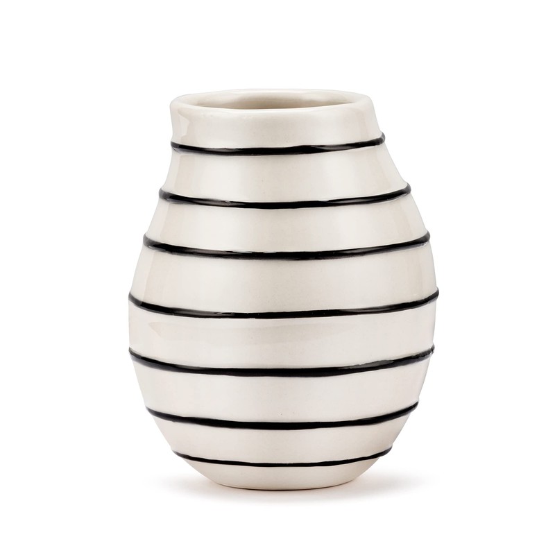 Demdaco - Jarrón Decorativo con diseño de Rayas Blancas y