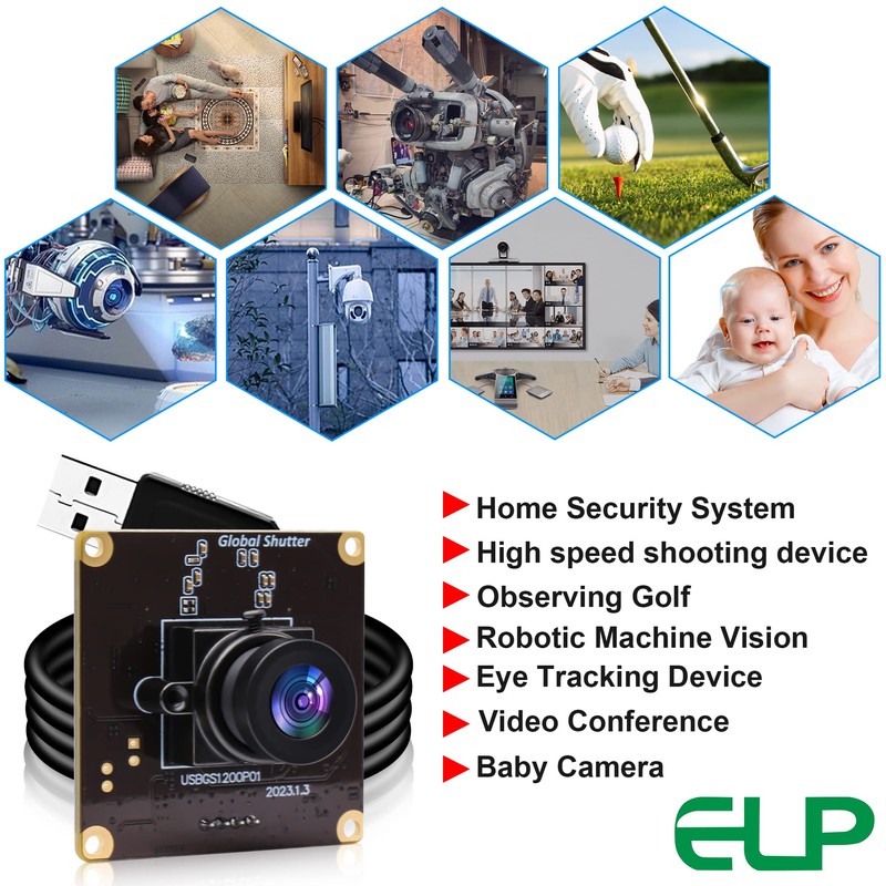 ELP High Speed Wide Angle Global Shutter USB Camera Module