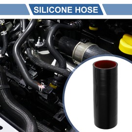X AUTOHAUX 1 Set 60mm 2.36" ID 200mm 7.87" Length 0 Degree Black Red Car Silicone Hose with Clamps Coolant Hose Universal