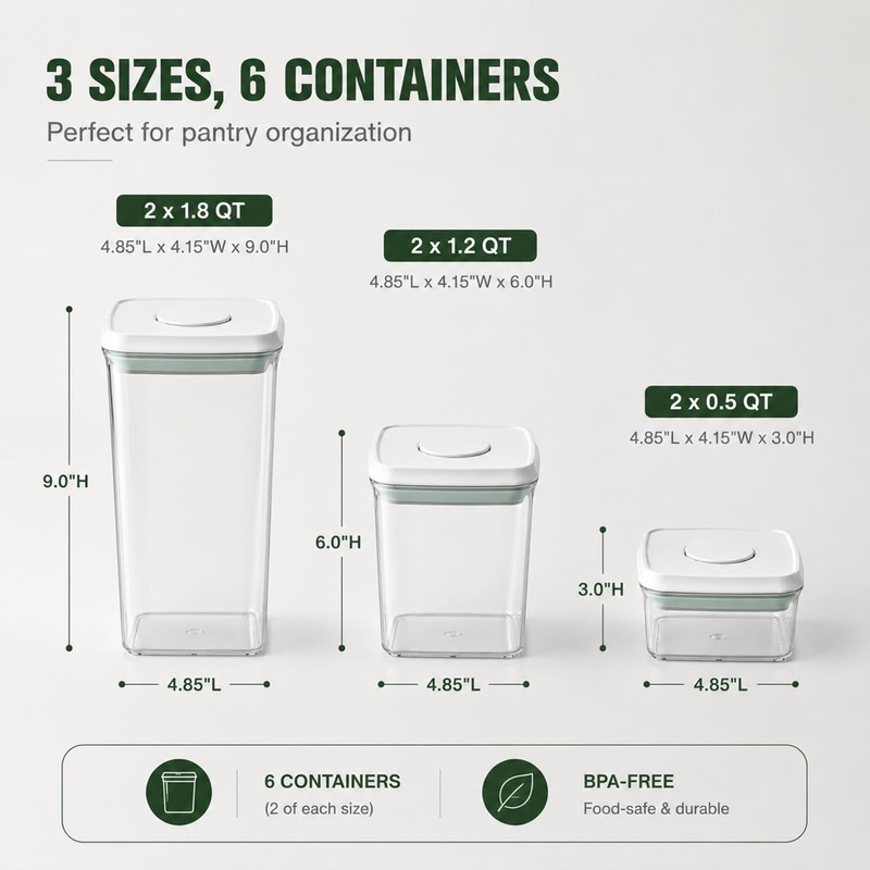 Hontent Pop Airtight Food Storage Containers with Lids Stackable Containers