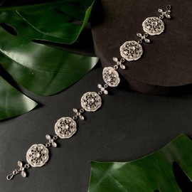 I Jewels (T2120S) - Bollywood floral Kundan Pearl Rajasthani Sheeshphool Matha Patti Sheeshpatti (T2120S), No es una piedra preciosa