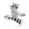 qielizhu Raccoon Ring 925 Sterling Silver Racoon Open Rings Adjustable