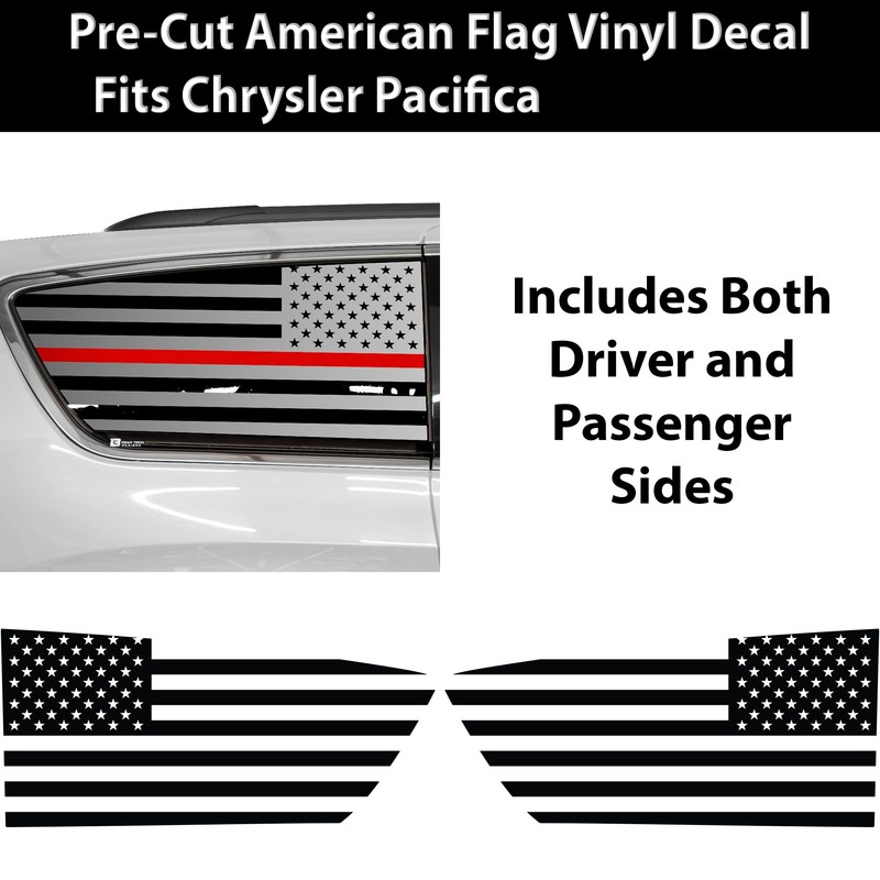 BOGAR TECH DESIGNS Precut Quarter Window American Flag Vinyl Decal