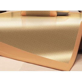 Summer Sleeping Pad Ice Rattan Mat 3 Piece Set (1 Mattress + 2 Pillowcases) Summer Ice Silk Mat Washable Cooler Mattresses (Blue, 59 * 78in/150 * 200cm)