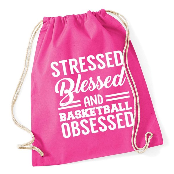 Hippowarehouse Stressed Blessed And Basketball Obsessed Drawstring Cotton School Gym