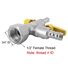 BesNPT Nickel Plated Brass 3 Way Shut Off Gas Valve 3/8" Hose Barb Fitting T Shaped Ball Valve,Split Design 2 Switch Valve for Fuel Air
