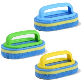 Ashuxxn Pack of 3 Cleaning Sponge with Handle 16 x 9.5 x 7.5 cm Sponge Pool Cleaning Brush Pool Sponge Brushes Handy Special Brush for Swimming Pool Cleaning, Pond Cleaning Accessories