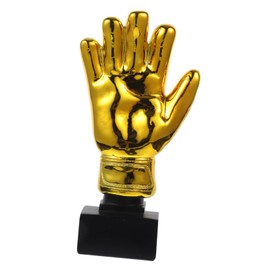 STOBOK Football Trophy Goalkeeper Plating Resin Award with Goalie Gloves Shape Soccer Match Prize for Office School Kindergarten Golden