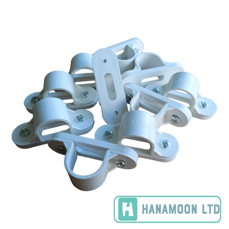 20MM Plastic PVC Conduit Saddles White - Pack of 5
