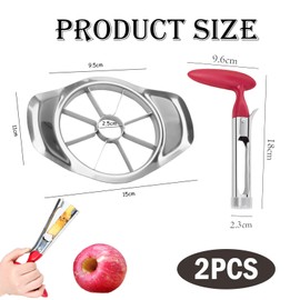 2 Pcs Apple Slicer & Corer Set, Apple Cutter and Corerapple Corer, Apple Slicer, Corerapple Corer Remover, for Cutting Various Fruits in Kitchens Restaurants Milk Tea Shops