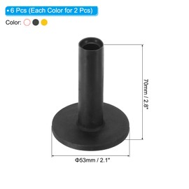 PATIKIL Rubber Golf Tees 6pcs 2.8" Golf Practice Tees Training Driving Range Tee Table Golf Ball Holder for Outdoor Indoor Hitting Cushion Black/White/Yellow