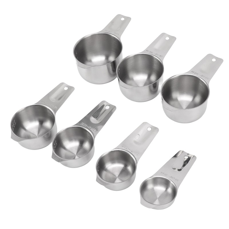 7Pcs Measuring Cups Set Stainless Steel Stackable Multifunctional Metal Nesting