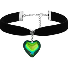 Sacina Gothic Black Green Heart Choker, Heart Vintage Necklace, Valentine Gift, Christmas Jewelry Gift for Women