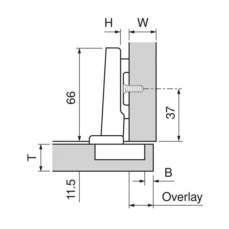 Blum 107 Degree Press-In Cabinet Door Hinge w/Self-Closing Function 75T1580