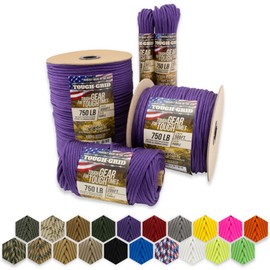 TOUGH-GRID Premium Purple Paracord 750 lbs 500Ft Made in USA Outdoor Survival Nylon Rope Tactical Heavy Duty Strands Parachute Cord Used by US Military Type IV Mil-Spec