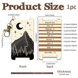 arricraft Spinning Control Card Multi-Purpose Spin Control Tool with Mountain Moon Pattern Decorative WPI Ruler Made of Wood for Crochet Tool Accessories