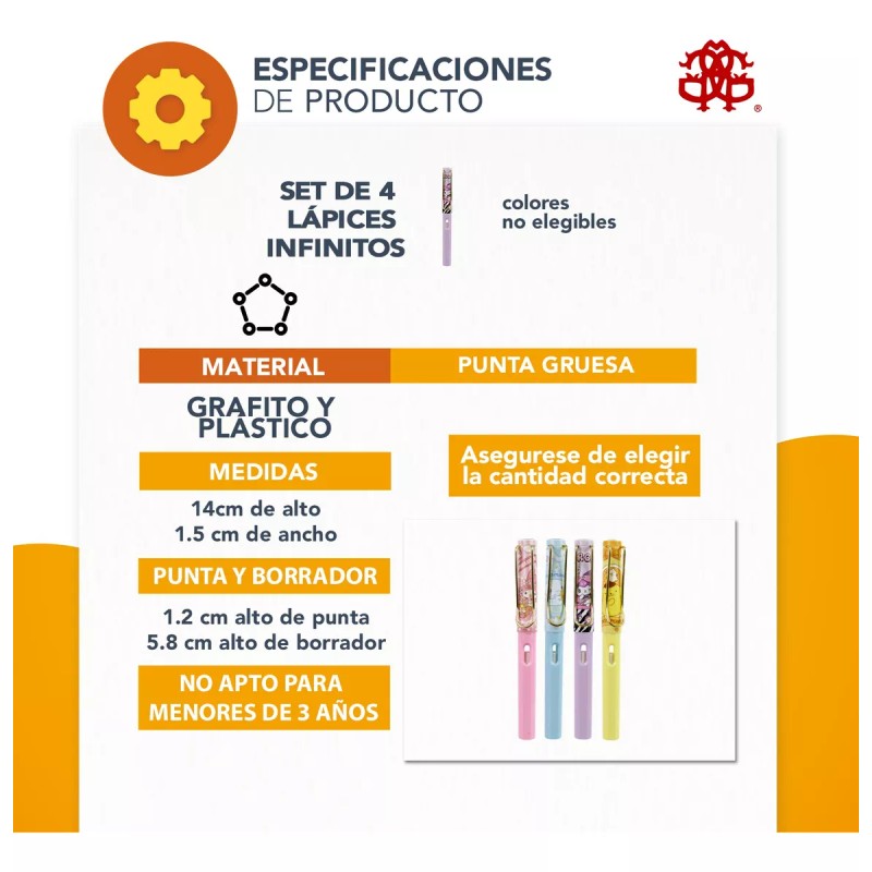 J.H. Company Set 4 Pcs Lapiz Infinito Mágico Goma Kitty