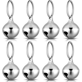 Pack of 8 Collar Bells for Small Dogs Cat Bells Collar for Puppies Hanging Ring Bells Decoration Pets Tracker DIY Craft Accessories for Daily Use of Pets (Silver)
