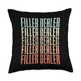 Filler Dealer Lip Filler Quote & Med Spa Pun Vintage Filler Dealer Retro Aesthetic Nurse Injector Throw Pillow, 18x18, Multicolor