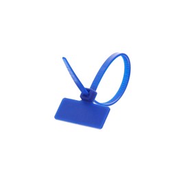4 Inch Blue Miniature ID Cable Tie - Outside Flag - 100 Pack