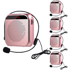 YCWF Portable Voice Amplifier for Teachers,Rechargeable Portable Microphone with Speaker,Wired Microphone,Pa System for Outdoors, Teaching, Meeting, Tour Guide, Yoga(5PCS,Pink)