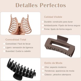 8 Pinzas Grandes para Cabello,Pinzas para Cabello Mate,Multicolor