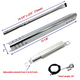 Direct Store DG272 Replacement Kits for Charbroil Advantage Series 4 Burner 463344116 466344116 G4328M00W G3610003W1 Gas Grills Burner Tube Pipe, Heat Plate Shield, Adjustable Crossover Tube, 4pk