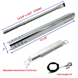 Direct Store DG272 Replacement Kits for Charbroil Advantage Series 4 Burner 463344116 466344116 G4328M00W G3610003W1 Gas Grills Burner Tube Pipe, Heat Plate Shield, Adjustable Crossover Tube, 4pk