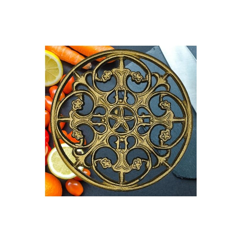 MAI 1Pcs Round Cast Iron Trivet - Round Metal Trivets