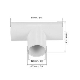 MECCANIXITY 6Pcs PVC Conduit Coupler T-Shaped Fittings Pvc Pipes Vinyl Tubing Pvc Pipe Connectors 20mm 3 Ways for Hose Electrical Conduit White